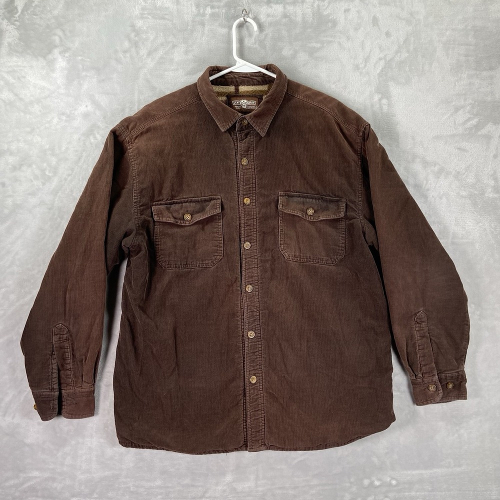 Levi's Shirt Jacket Mens Large Corduroy Fleece Lined Button Up Pockets Shacket